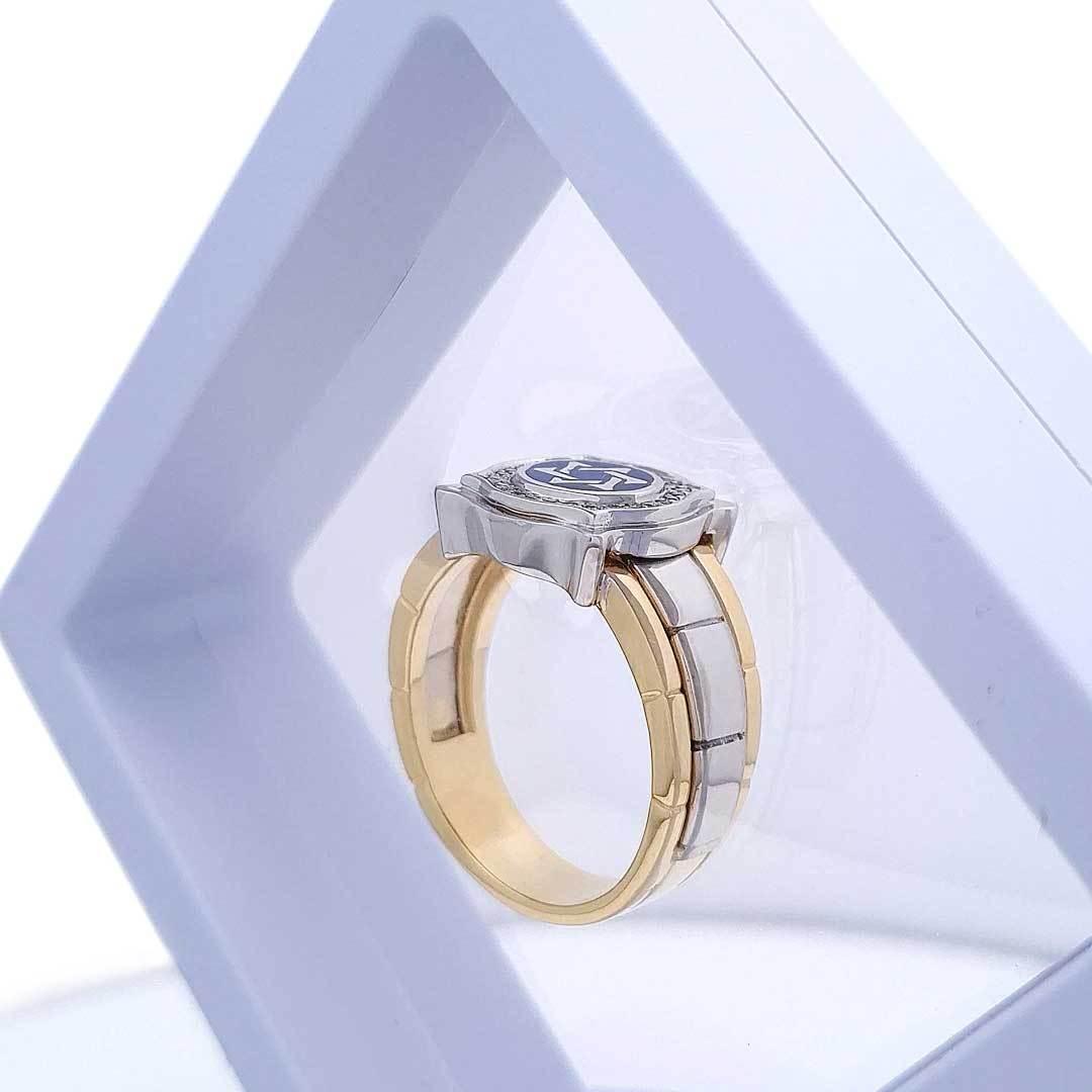 14K Yellow & White Gold Star of David Ring with 28 Diamonds & Blue Enamel - Elegant Jewish Jewelry for Hanukkah, Wedding & Special Occasions