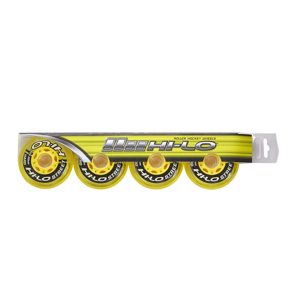 Bauer Hi Lo Street Roller Hockey Wheels 4 Pack - Outdoor Hockey Skates Wheels for Street & Pavement | Perfect for Roller Hockey, Inline Skating & Outdoor Sports