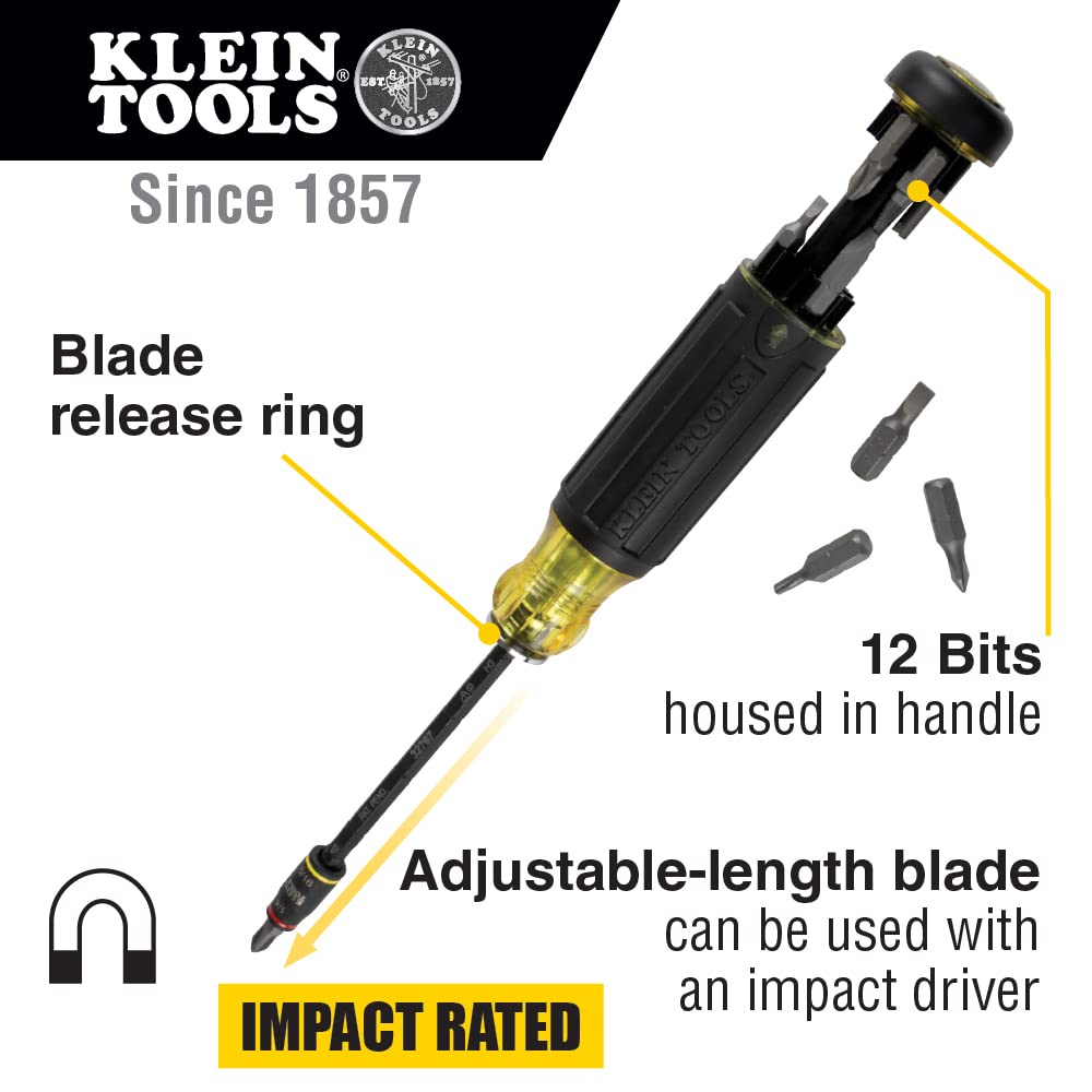14-in-1 Multi-Bit Screwdriver Set with Magnetic Tips - Phillips, Slotted, Square & Nut Drivers - Heavy Duty Impact Rated Tool Kit for Home Repair, Automotive & DIY Projects