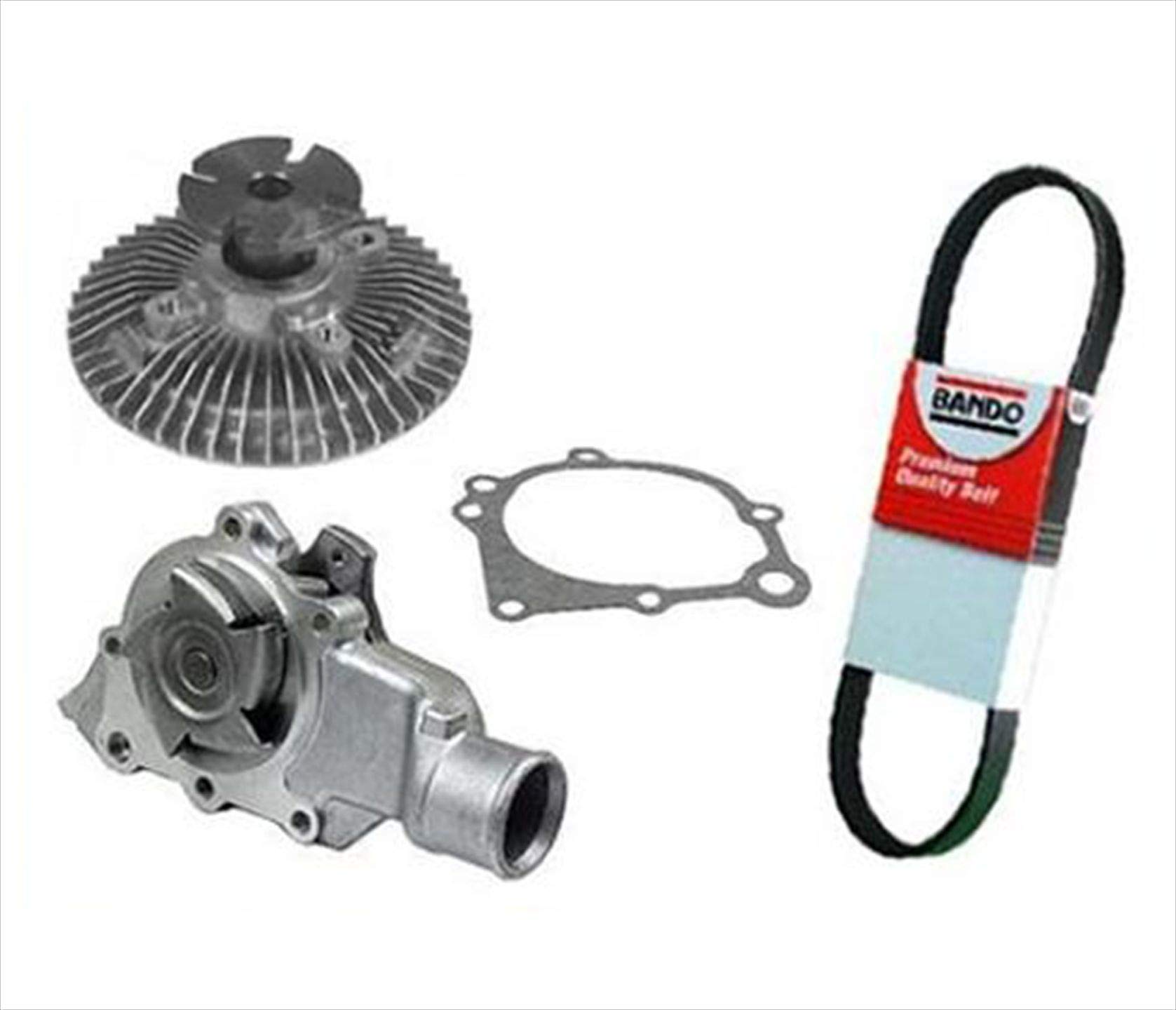 Jeep Wrangler 4.0L 02-06 Water Pump Fan Clutch & A/C Belt Replacement Kit - Compatible with Air Conditioning System - Perfect for Off-Roading & Summer Driving