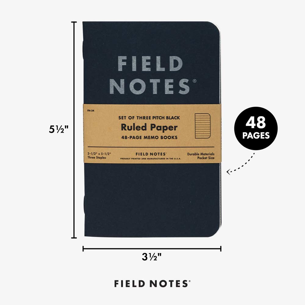 Field Notes 3-Pack Pitch Black Memo Notebooks (3.5