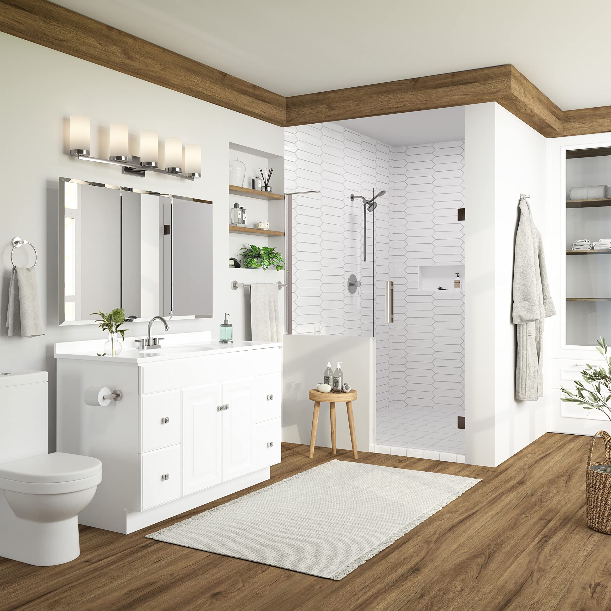 Design House 188433-SN Kelton 4-Piece Bathroom Accessory Set in Satin Nickel Finish - Perfect for Modern Bathroom Decor & Spa-Like Experience