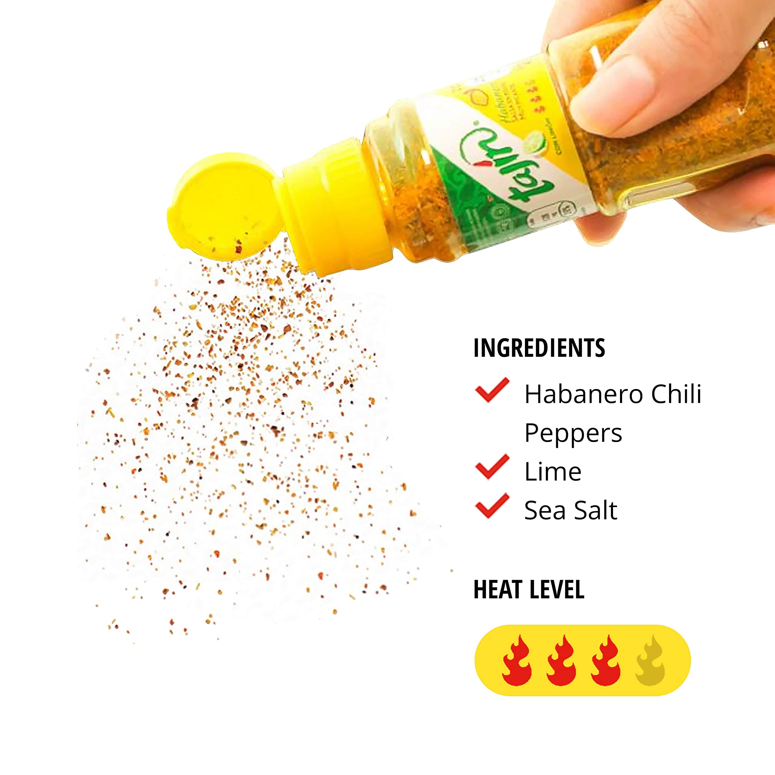 Tajin Habanero Chili Powder with Lime, 45g | Spicy Mexican Seasoning for Fruits, Meats, Snacks & Cocktails - Perfect for BBQ, Fruit Salads, Margaritas & Mexican Cuisine