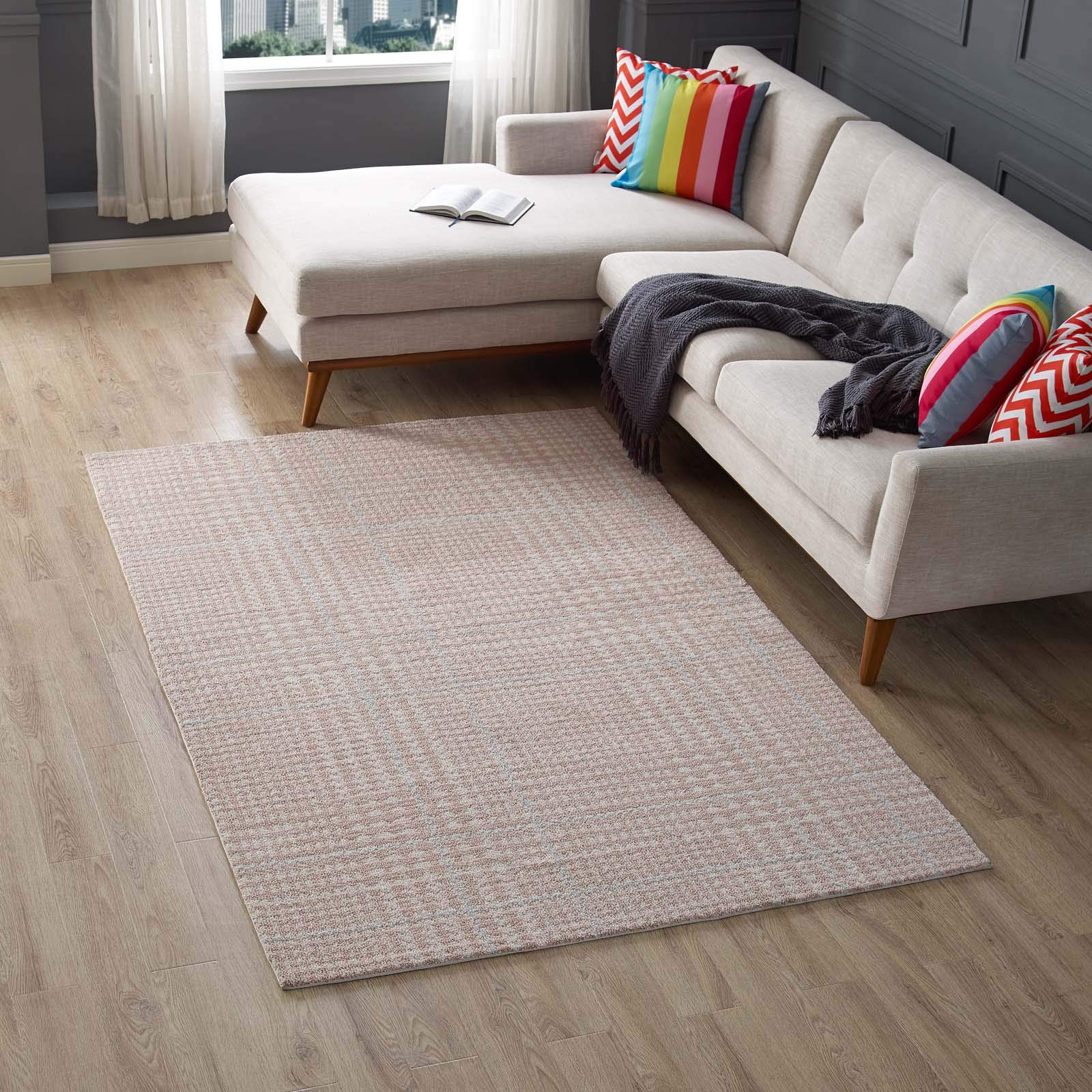 Modern Contemporary Urban Design Living Room Area Rug - Non-Slip Floor Carpet for Lounge, Hallway & Bedroom - Soft Fabric Runner with Multi Red Patterns - Perfect for Home Decor, Apartment & Office Spaces