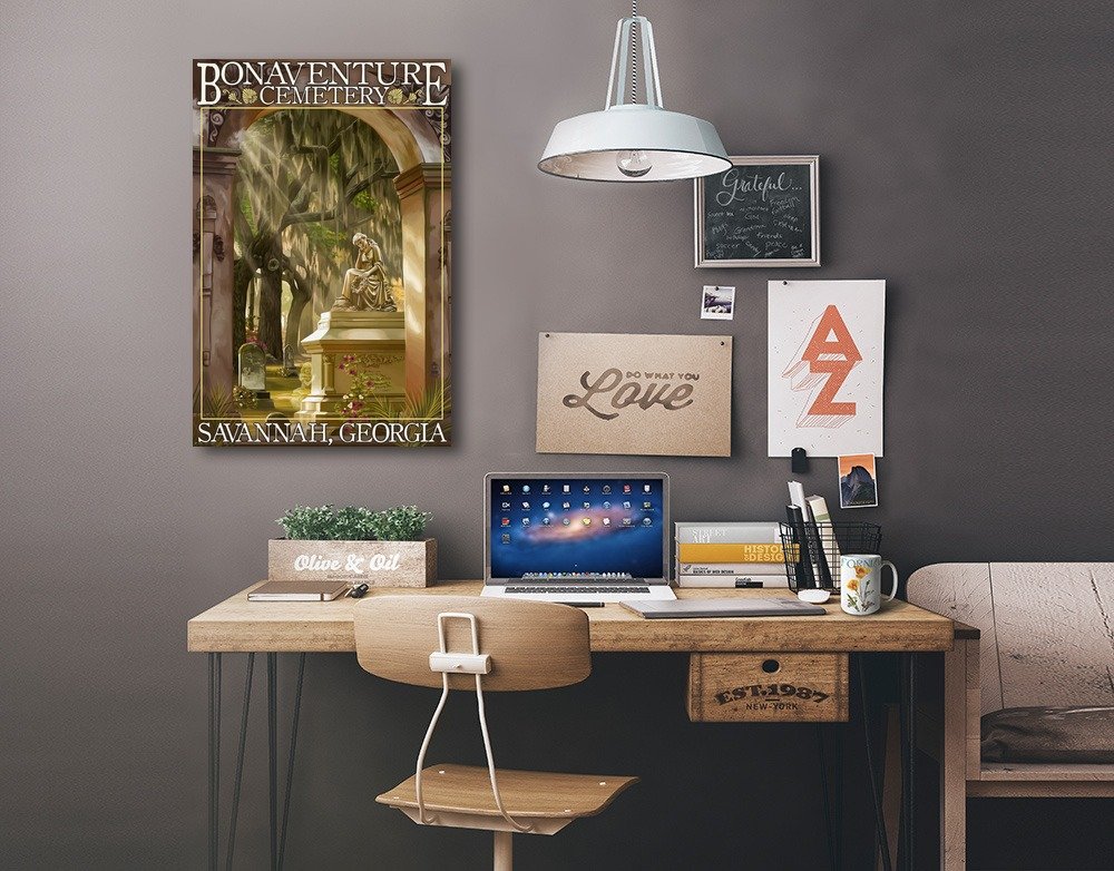 Lantern Press Savannah Georgia Bonaventure Cemetery Wall Art - 16x24 Wrapped Canvas Print - Southern Gothic Home Decor for Living Room, Bedroom & Office