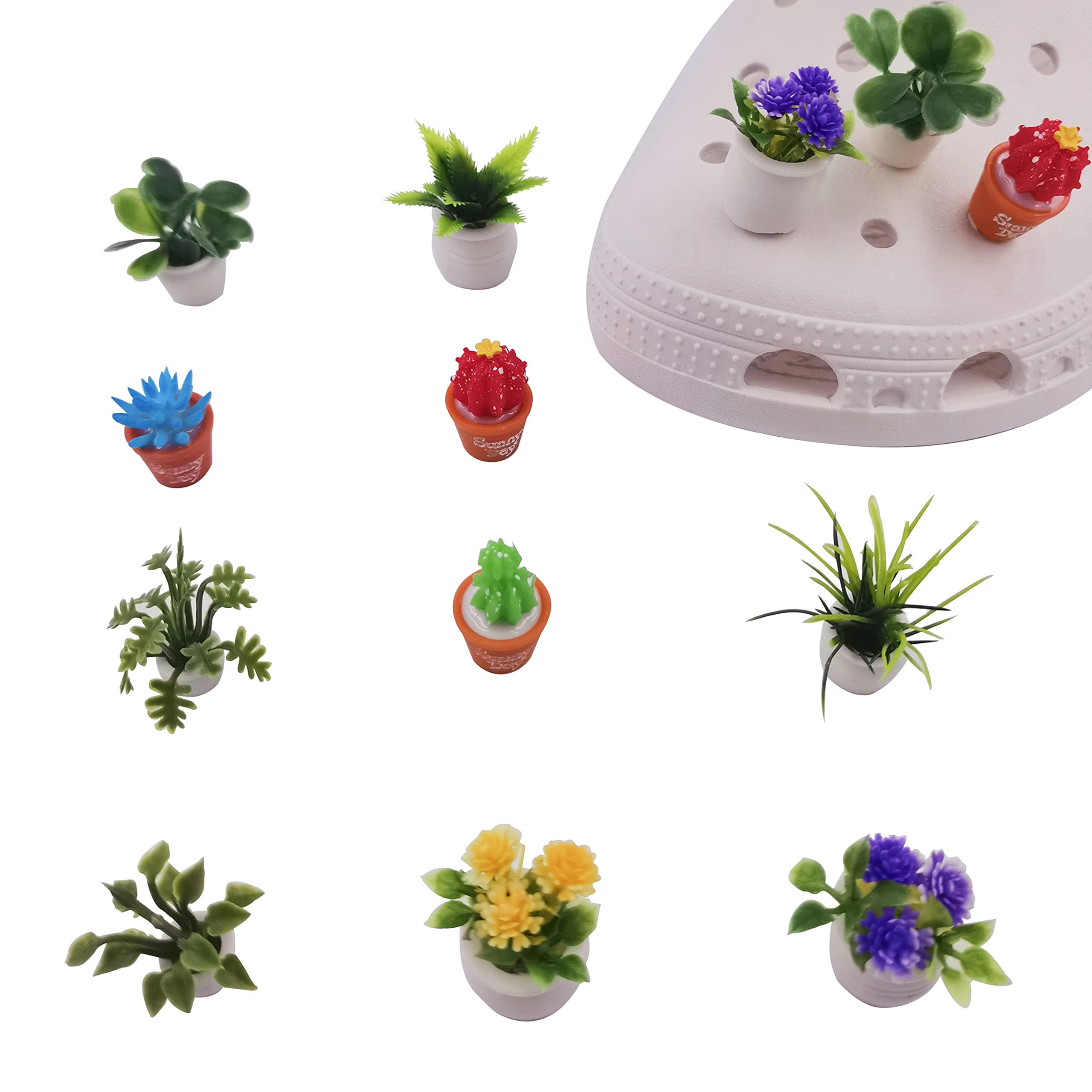 10 PCS 3D Succulent Cactus Shoe Charms - Funny Plant Decorations for Clogs & Shoes - Unisex Accessories for Women, Men, Kids - Perfect for Parties, Gifts & DIY Fashion Projects