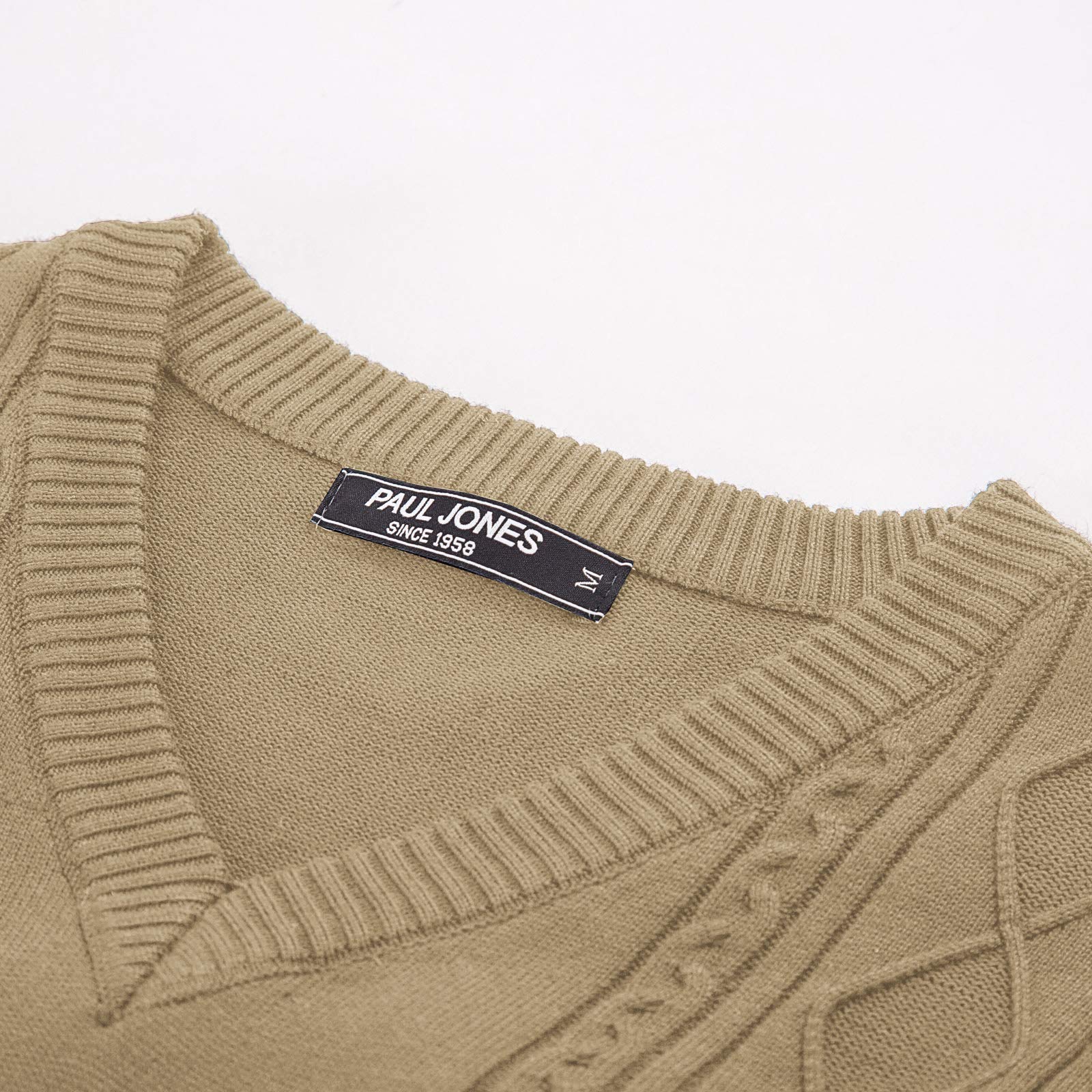 PJ PAUL JONES Men's Slim Fit V-Neck Cable Knit Sweater Vest - Winter Warm Pullover for Casual & Office Wear - Perfect for Layering with Shirts or Suits