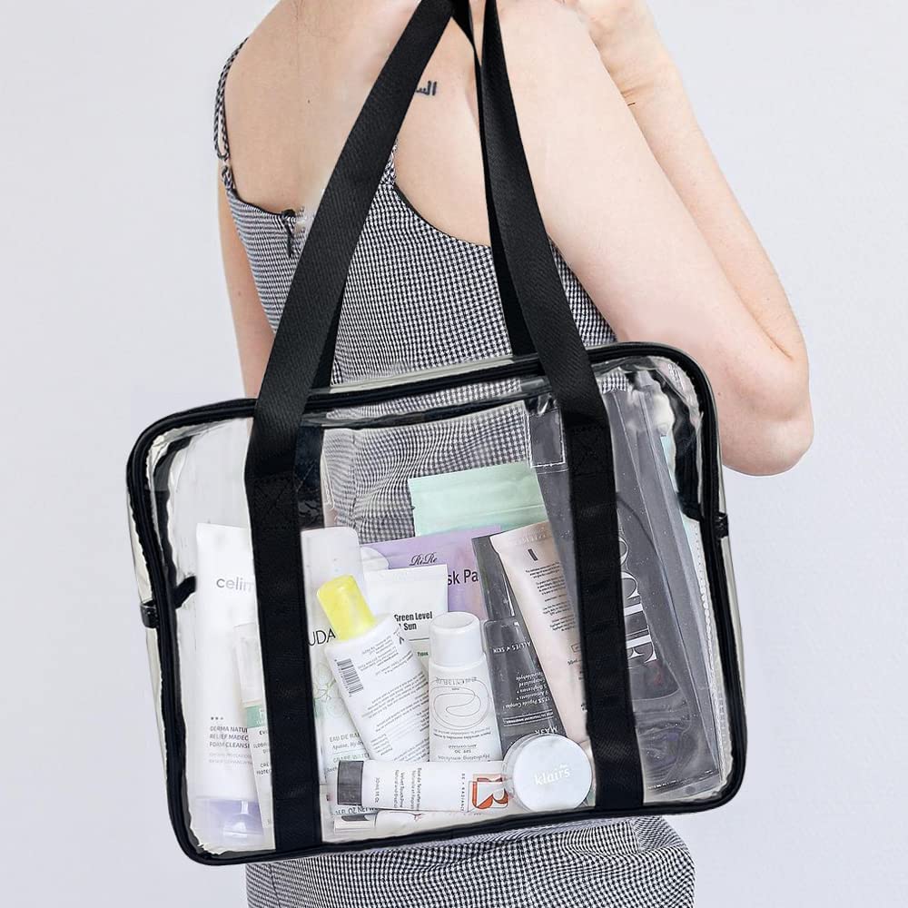 Surcotto Clear Tote Bag - Waterproof Transparent PVC Makeup Cosmetic Bag with Zipper - Large Travel & Beach Organizer for Men & Women - Perfect for Toiletries, Gym Essentials, and Vacation Packing