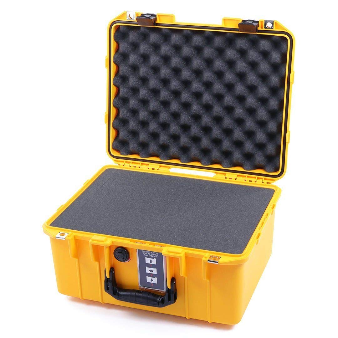 Pelican 1507 Air Case with Foam Insert - Yellow & Black Waterproof Protective Hard Case - Perfect for Camera Equipment, Electronics, and Travel Gear Storage