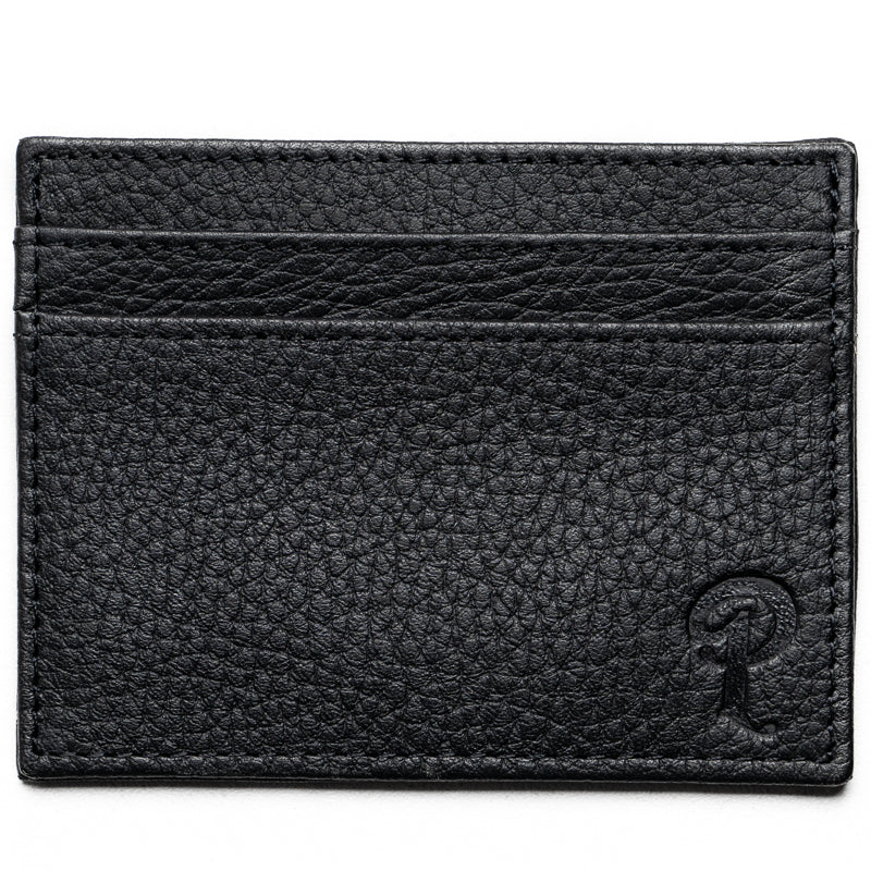 Premium Black Leather Card Holder for Men & Women - Slim RFID Blocking Wallet for Credit Cards & ID - Perfect for Business, Travel & Everyday Use