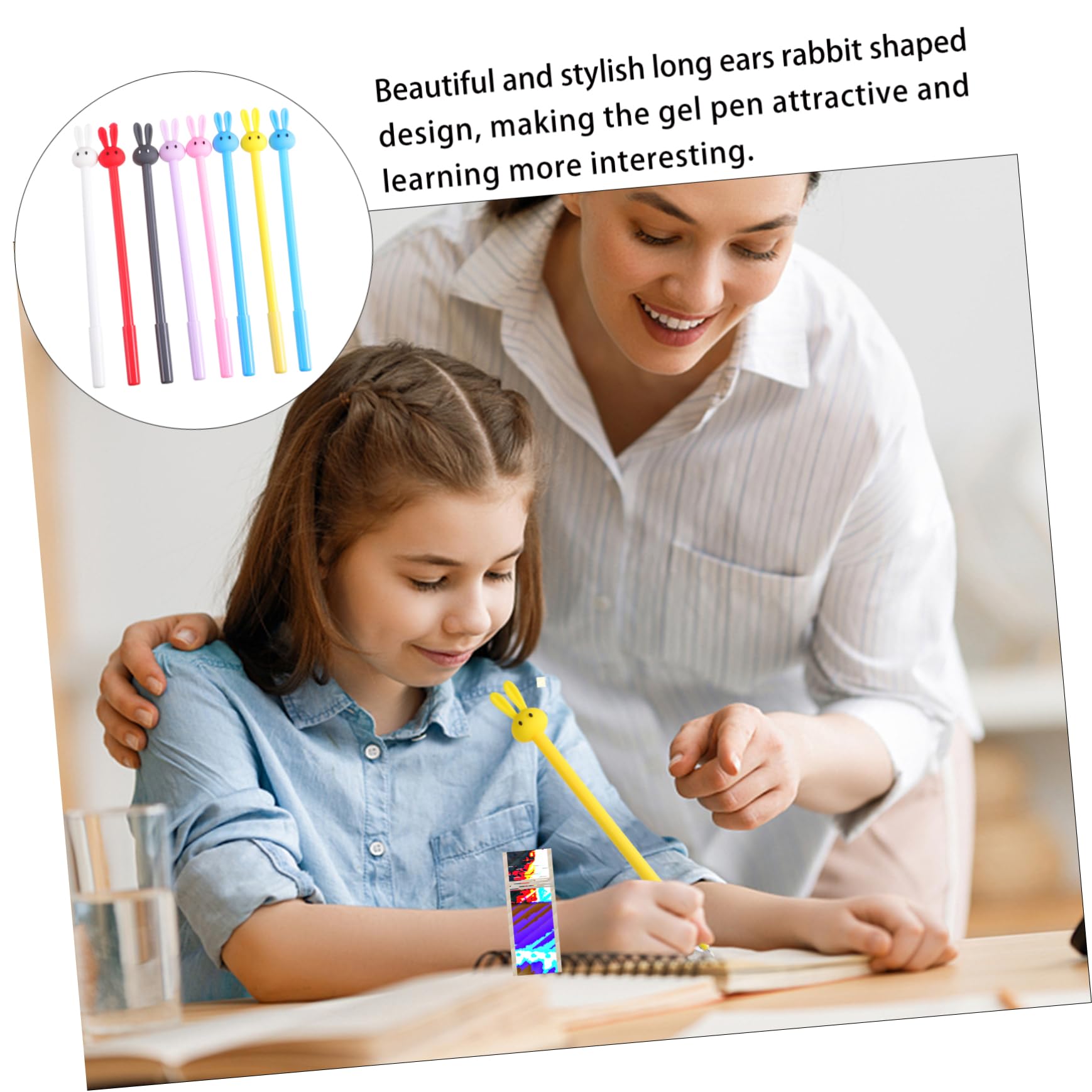NUOBESTY 32-Pack Cartoon Rabbit Gel Pens - Smooth Writing Colored Pens for Students & Office Use - Vibrant Ink Stationery for School, Note Taking & Gift Giving