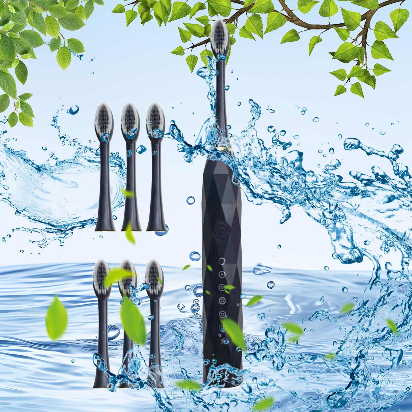 Rechargeable Electric Toothbrush for Adults & Kids - 6 Speed Modes with Soft Bristles, Smart Automatic Toothbrush with 5 Frequency Settings (Black) - Perfect for Family Oral Care & Travel Use