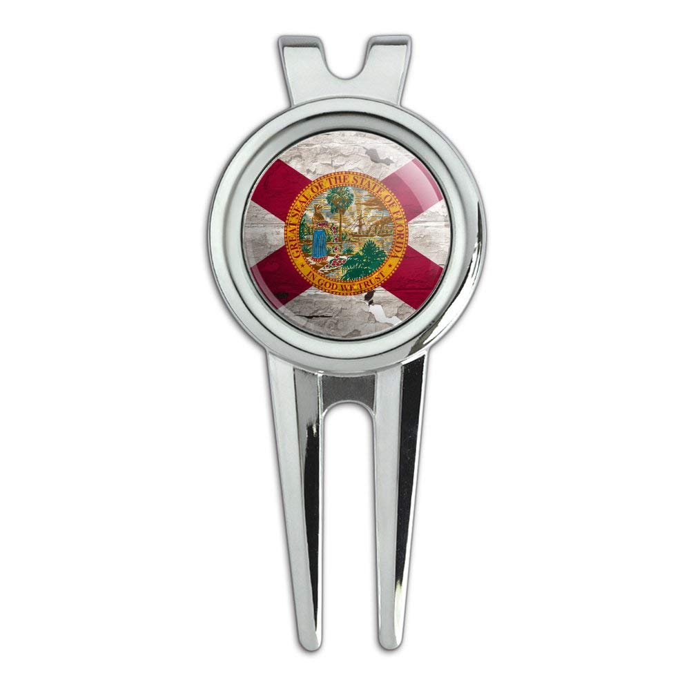 Vintage Rustic Florida State Flag Golf Divot Repair Tool & Ball Marker - Distressed USA Design for Golfers | Perfect for Golf Course, Tournaments & Gifts