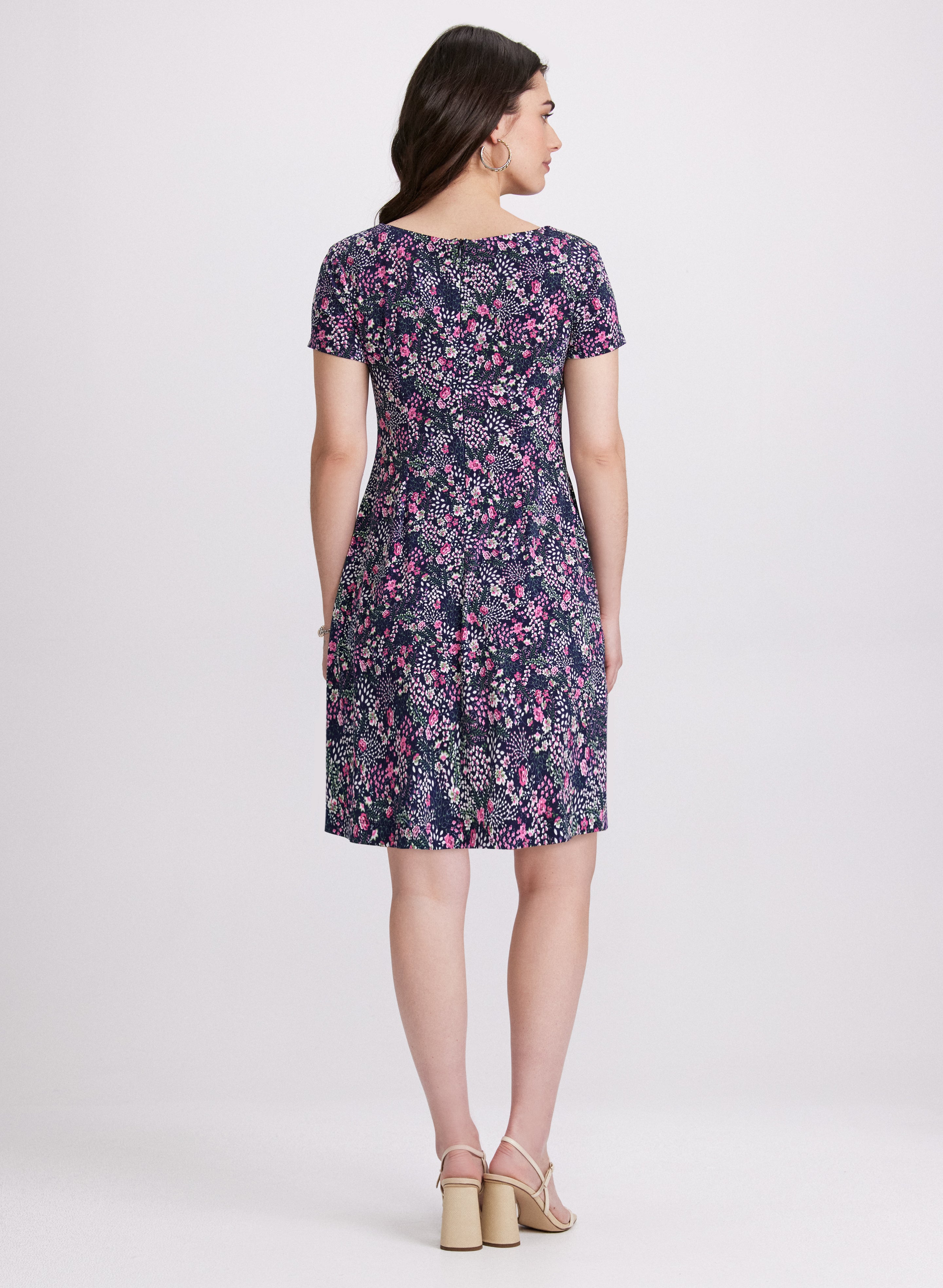 Floral A-Line Dress for Women - Elegant Summer Flowy Dress with Short Sleeves | Perfect for Weddings, Parties & Casual Outings