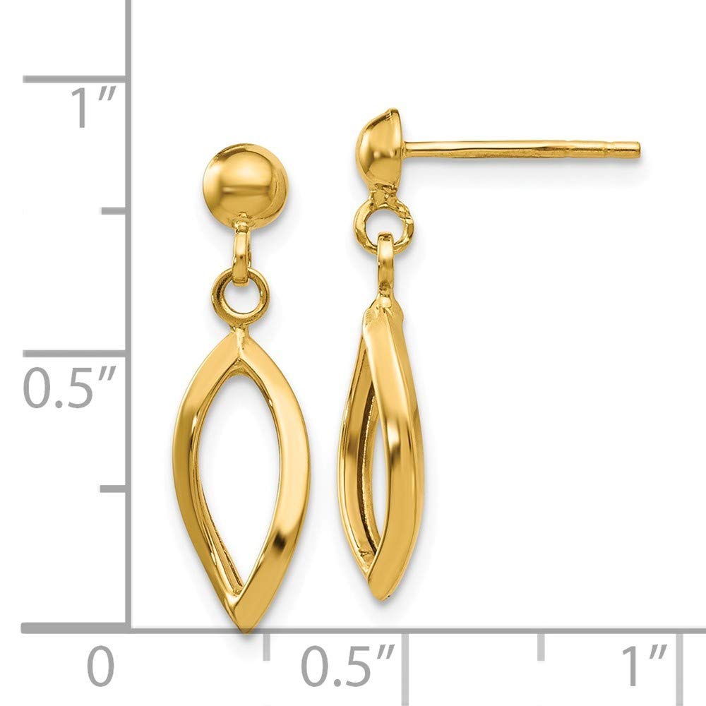 14K Yellow Gold Post Dangle Earrings for Women - Elegant Drop Earrings for Party, Wedding & Everyday Wear