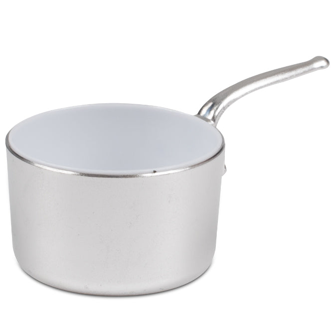 Premium Eskoffie Sauce Pan - 1.5 oz (45ml) Silver & White Non-Stick Cooking Pot - Perfect for Sauces, Dressings & Small Batch Cooking in Kitchens & Restaurants