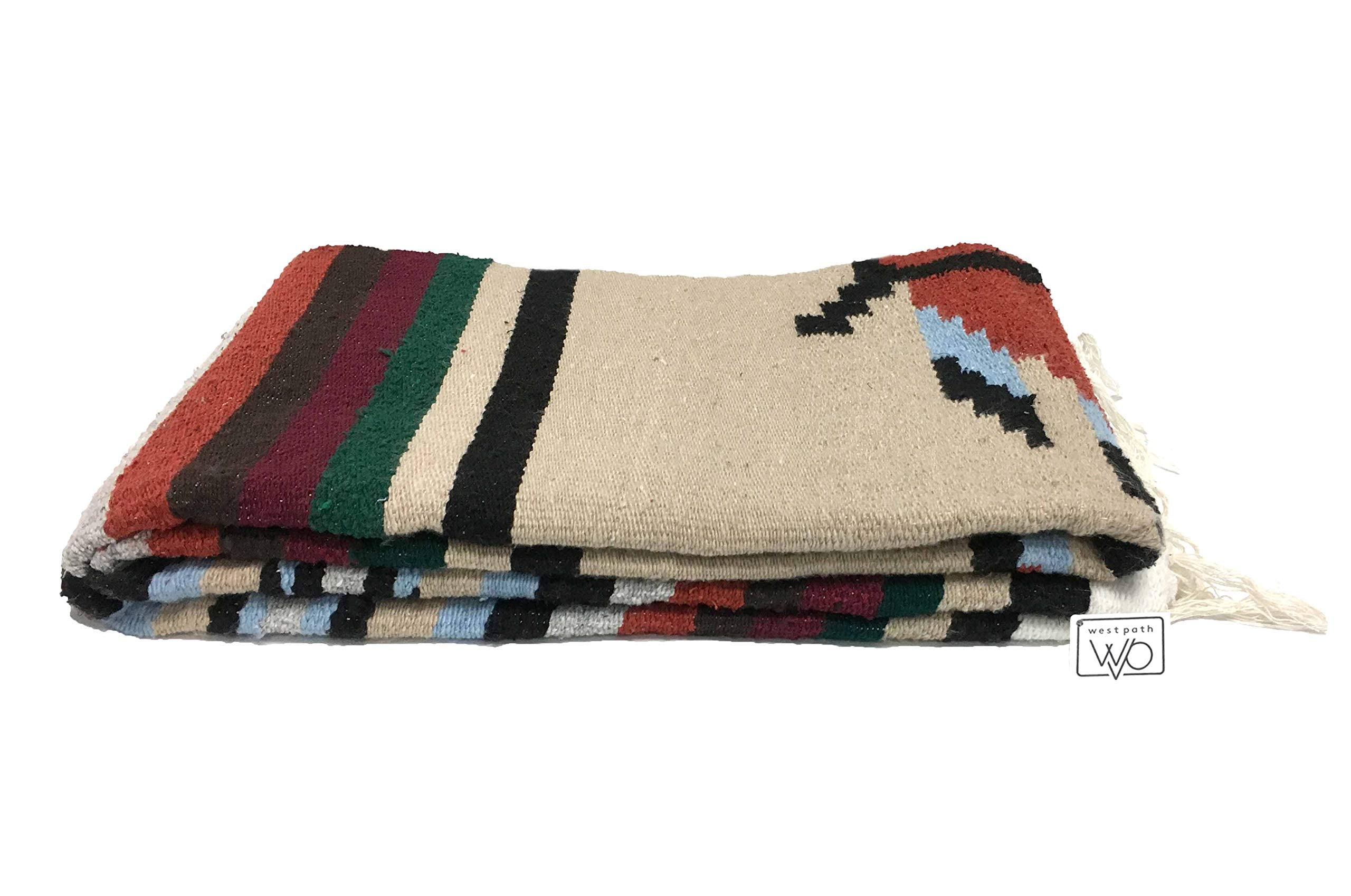 Authentic Mexican Thunderbird Blanket - XL Handwoven Southwestern Tapestry | Navajo Aztec Style Yoga Throw | Tan Brown Eagle Design for Home Decor, Wall Hanging & Outdoor Use