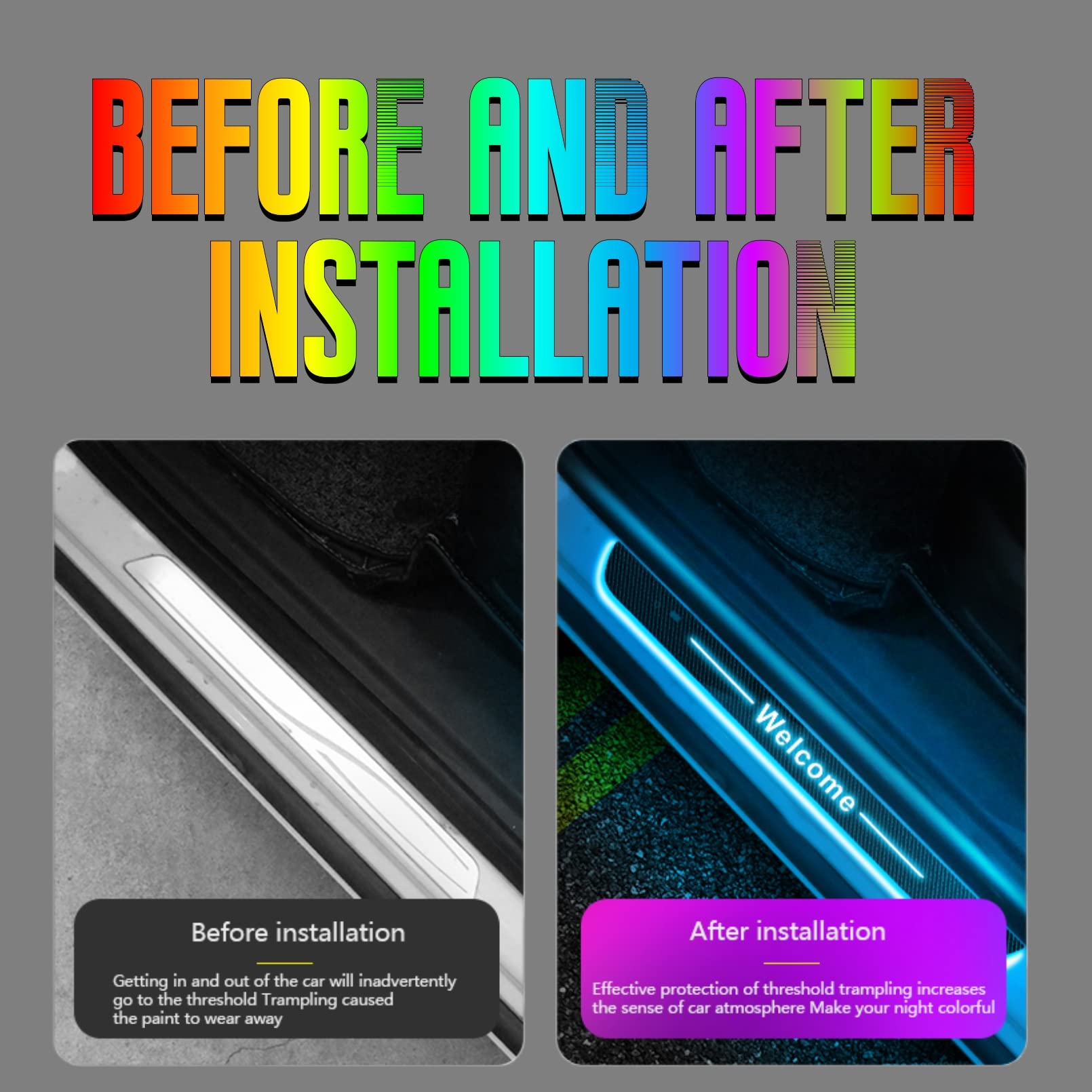 Custom LED Car Threshold Lights with Personalized Logo & Text - Interior Car Door Sill Lights for Welcome Projection - Unique Birthday Gifts for Men & Women - Perfect for Car Customization & Nighttime Safety