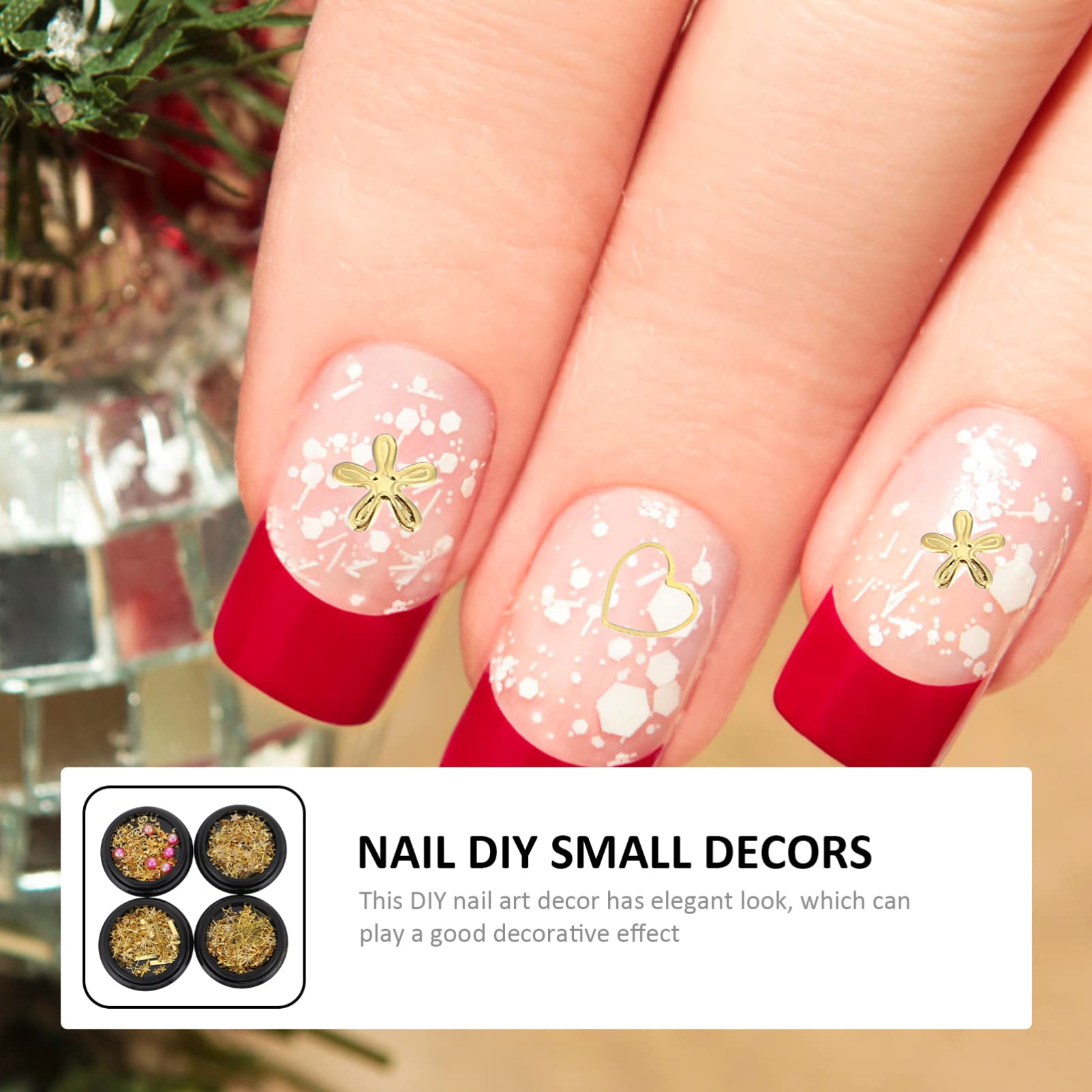 4 Boxes Nail Art Accessories Kit - DIY Manicure Metal Ornaments & Small Nail Decorations for Professional & Home Use - Perfect for Nail Salons, Parties & Gift Giving