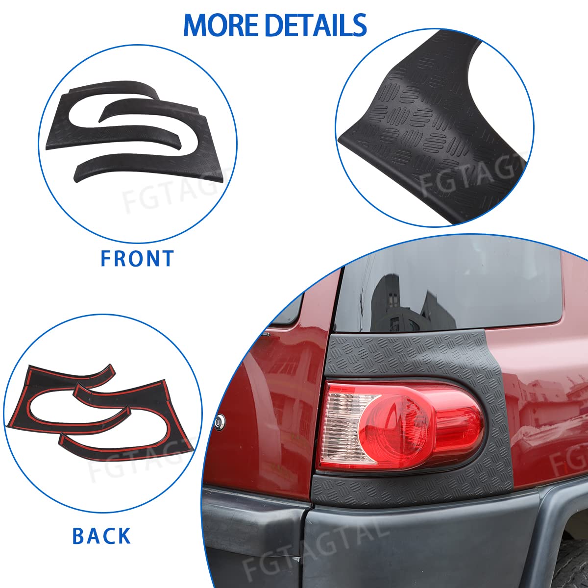 Toyota FJ Cruiser Tail Light Body Armor Corner Guards (2007-2021) - Heavy Duty Rear Corner Covers & Taillight Cowl Protectors - 2PCS Set for Off-Road Protection & Adventure Driving