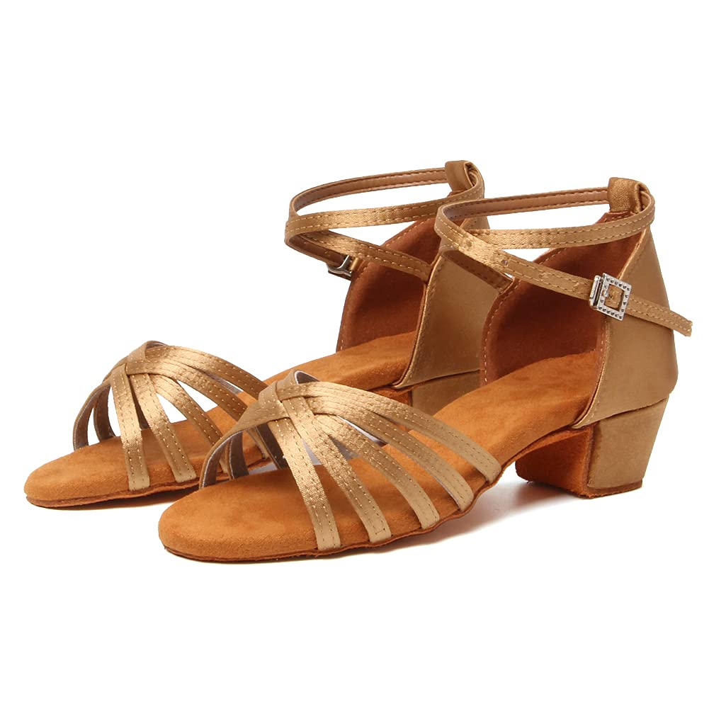 Hipposeus Girls Latin Dance Shoes - Low Heel Satin Ballroom Salsa Shoes for Practice & Performance (2024 Model) | Perfect for Dance Competitions, Recitals & Studio Classes