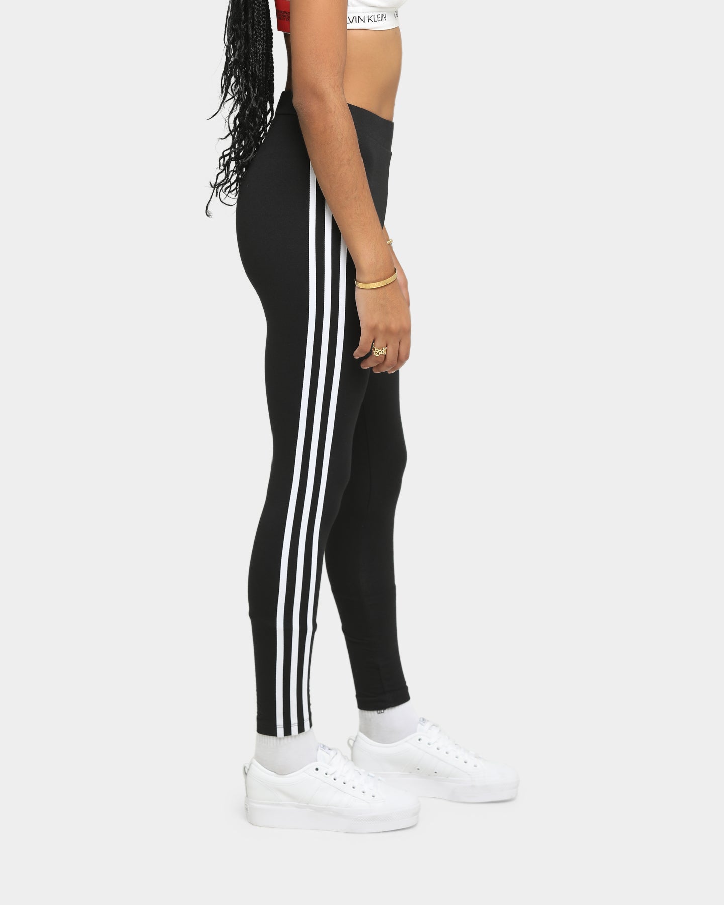Adidas 3 Stripe Tight Black - Women's Yoga Pants for Running, Workout & Gym - High Waisted Leggings with Moisture Wicking Fabric