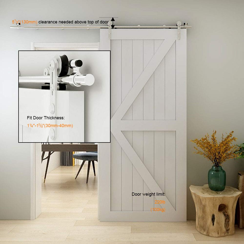 TSMST 4FT Sliding Barn Door Hardware Kit - Heavy Duty Stainless Steel Track for Single Wood Doors | Smooth & Quiet I-Style Design | Perfect for Bedrooms, Closets & Farmhouse Style Homes
