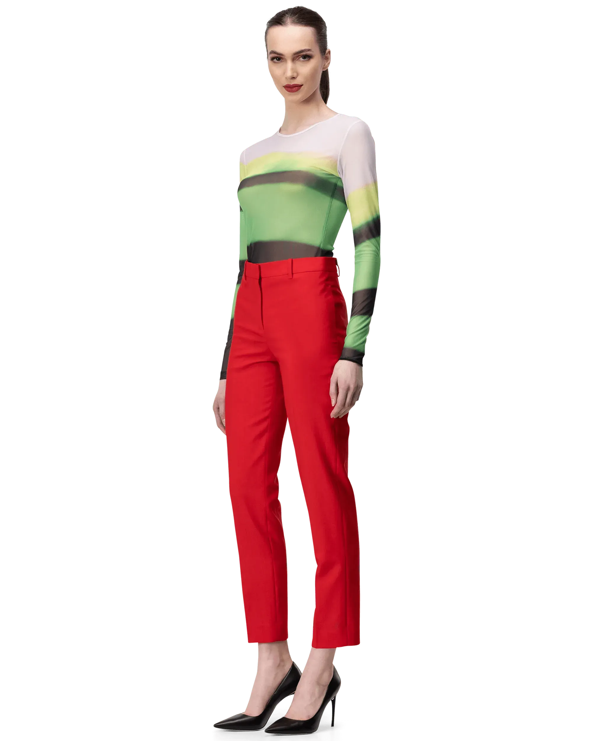 Trendy Haste Stripe Print Mix Mesh Top for Women - Breathable & Stylish Summer Blouse - Perfect for Casual Outings, Beach Trips, and Music Festivals