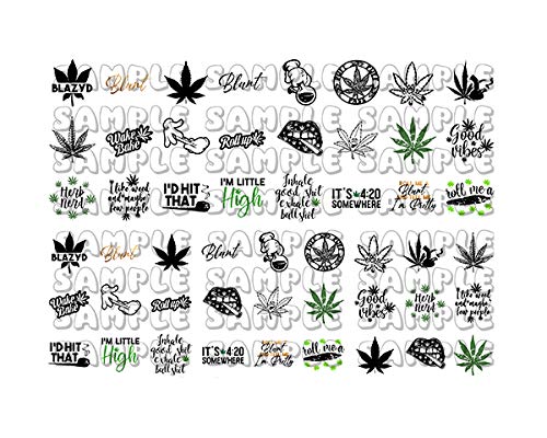 Premium Marijuana Leaf Nail Art Decals - Cannabis Weed Pot Themed Nail Stickers for Women - Perfect for 420 Parties, Festivals & Themed Manicures