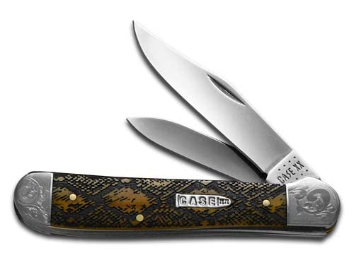 Case XX Copperhead Antique Bone Snake Skin Scrolled 1/200 Limited Edition Stainless Steel Pocket Knife - Perfect for Collectors, Outdoor Adventures & Everyday Carry (EDC)