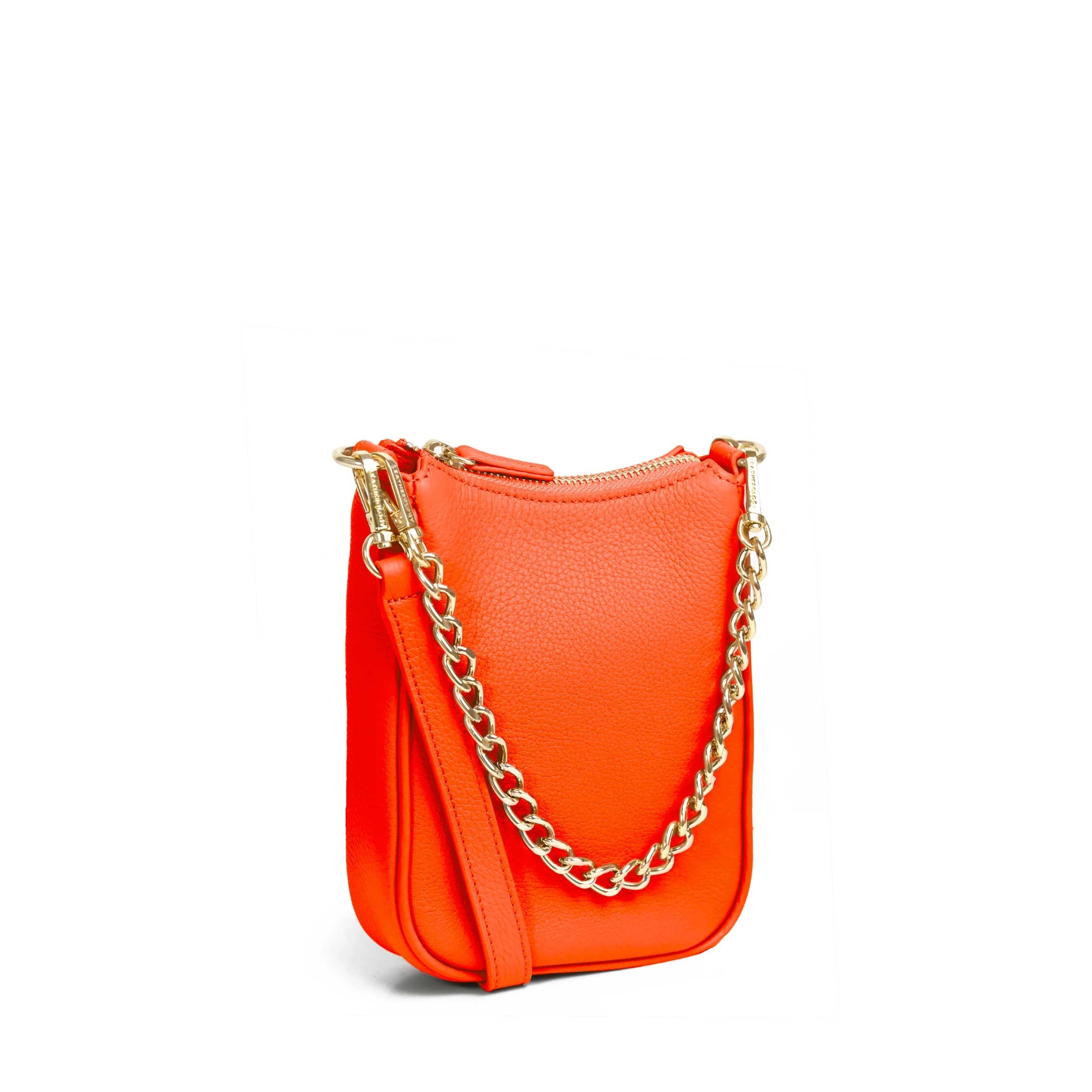 Greta Chain Vertical Sling Bag Clementine Orange - Stylish Crossbody Purse for Women, Perfect for Daily Use, Travel & Shopping