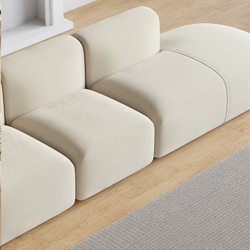 L-Shaped Cream Corner Sectional Sofa with Concealed Support - Modern Living Room Furniture for Parlor, Lounge & Family Room Comfort