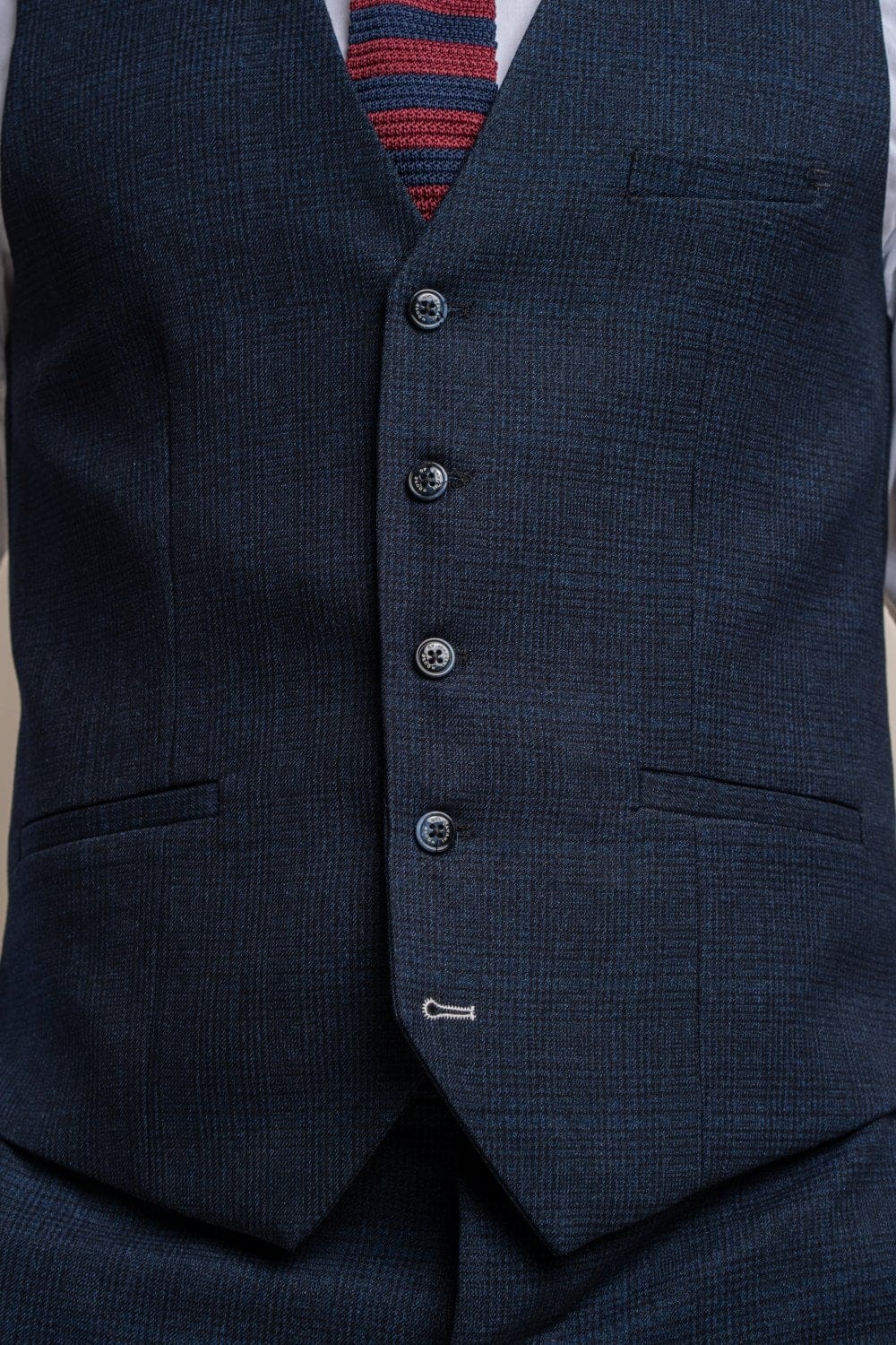Cavani Caridi Men's Navy Tweed Waistcoat Vest - Slim Fit Formal Vest for Weddings, Business & Special Occasions