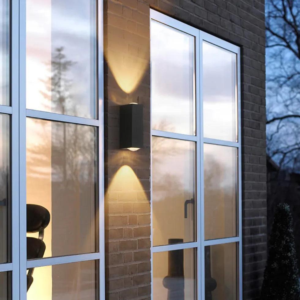 Black Rectangular Outdoor Wall Lights - Up and Down Lighting for Patio, Garden, and Exterior Home Decor