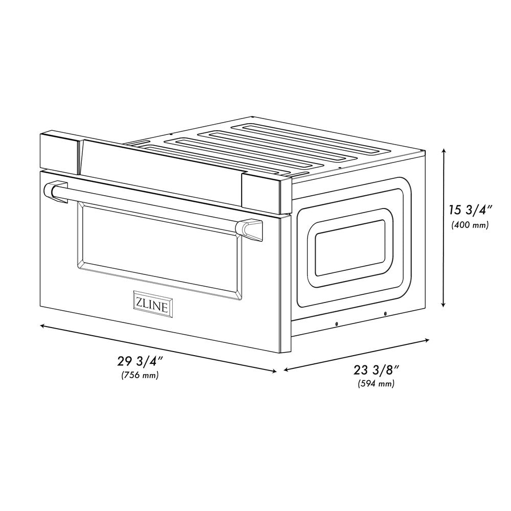 ZLINE Autograph Edition 30 Inch Built-In Microwave Drawer - 1.2 cu.ft Stainless Steel with Gold Accents (MWDZ 30 SS G) - Perfect for Modern Kitchens & Luxury Home Appliances