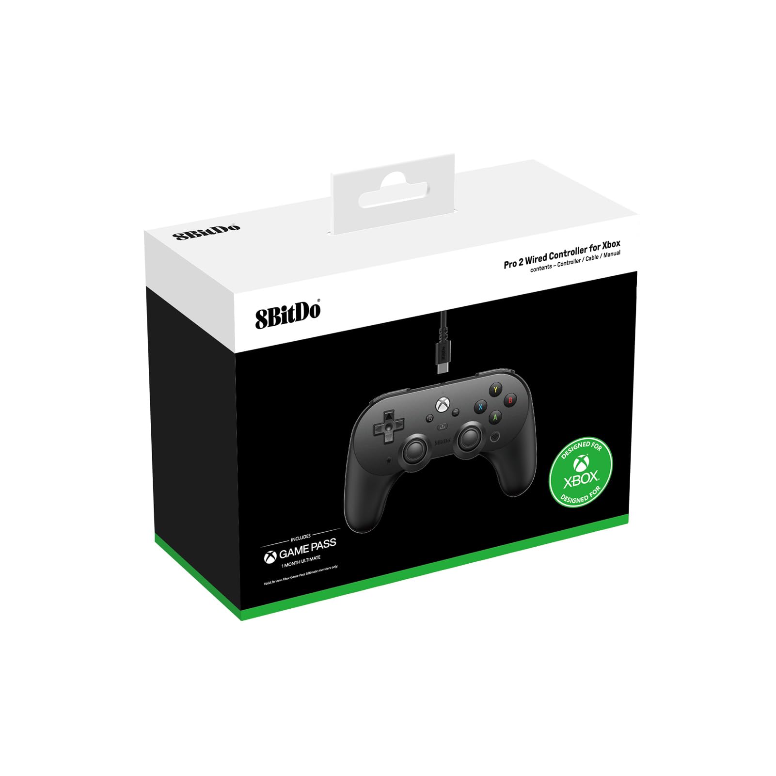 8Bitdo Pro 2 Wired Gaming Controller - Hall Effect Joysticks & Triggers, Back Buttons, 3.5mm Audio Jack, Mic Mute - Officially Licensed for Xbox Series X|S, Xbox One, Windows 10/11 (Black) | Perfect for Competitive Gaming & Streaming