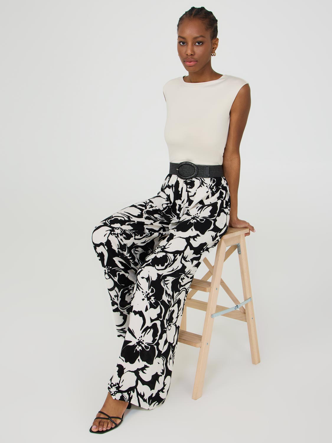 Floral Wide Leg Palazzo Pants for Women - Boho Chic Summer Beach Pants - Comfortable High Waisted Lounge & Vacation Trousers