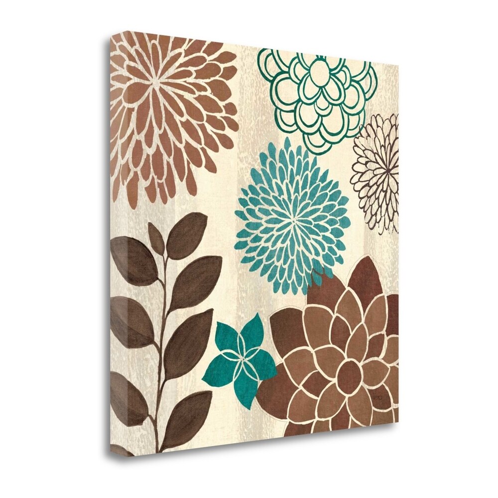 Abstract Garden Blue I by Veronique Charron - Premium Giclee Art Print on Gallery Wrapped Canvas - Perfect for Living Room, Bedroom & Office Wall Decor