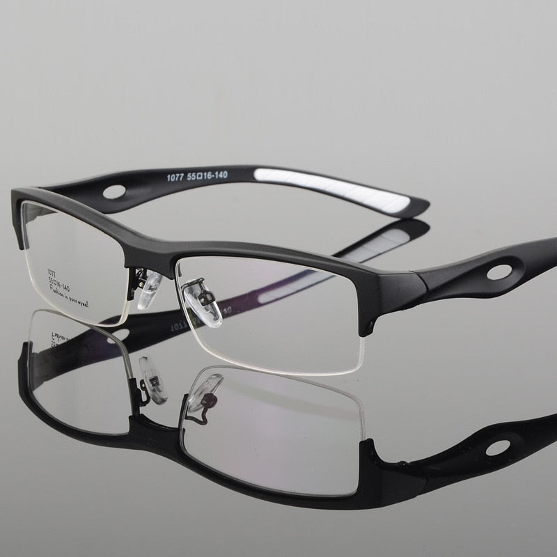 Bclear Square TR90 Semi-Rimless Sports Eyeglasses for Men - Lightweight & Durable Frame for Running, Cycling & Outdoor Activities
