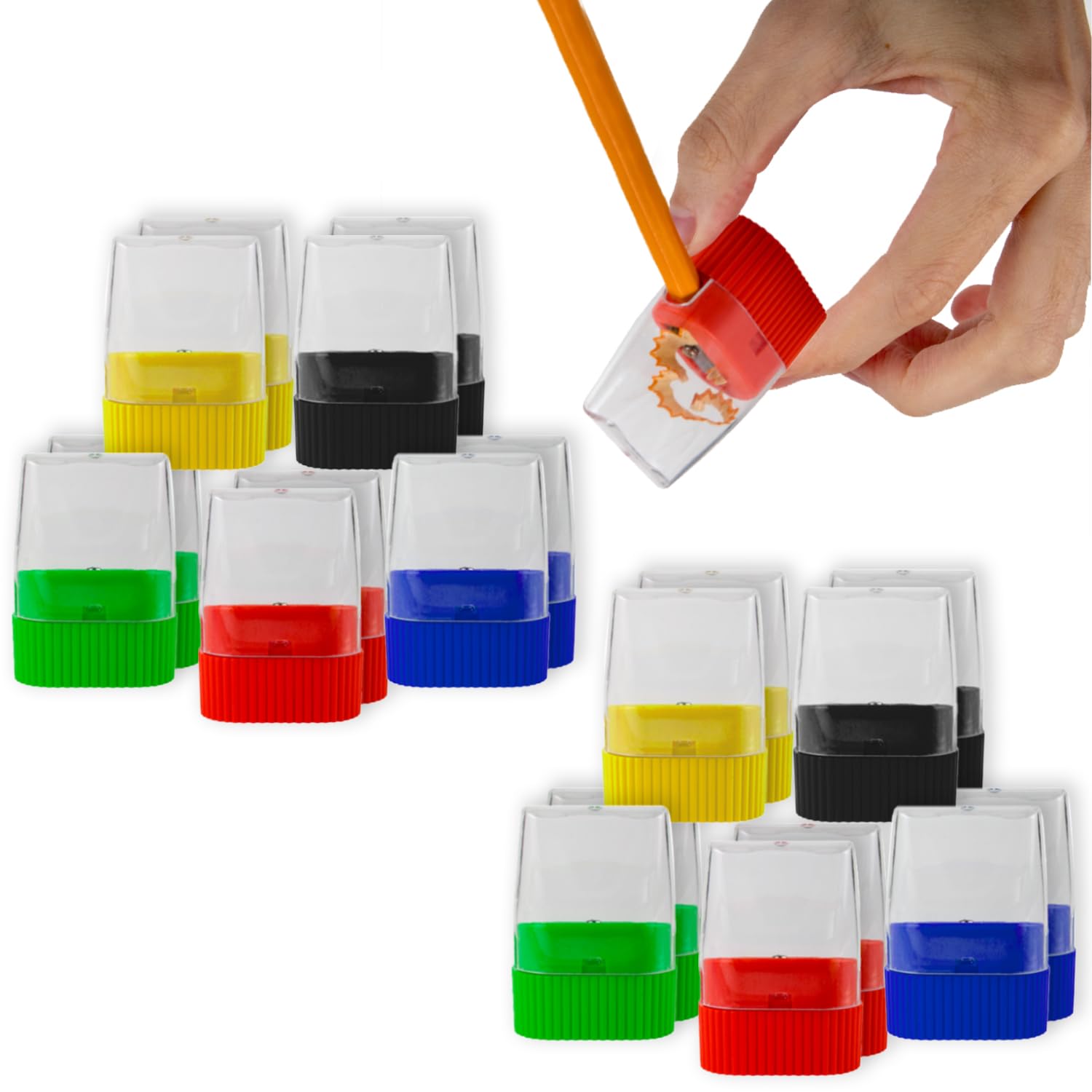 100 Pack Bulk Plastic Handheld Manual Pencil Sharpeners - Perfect for School, Office, Art Class & Home Use - Sharpens #2 Pencils, Colored Pencils & Art Supplies - Great for Students, Teachers & Artists