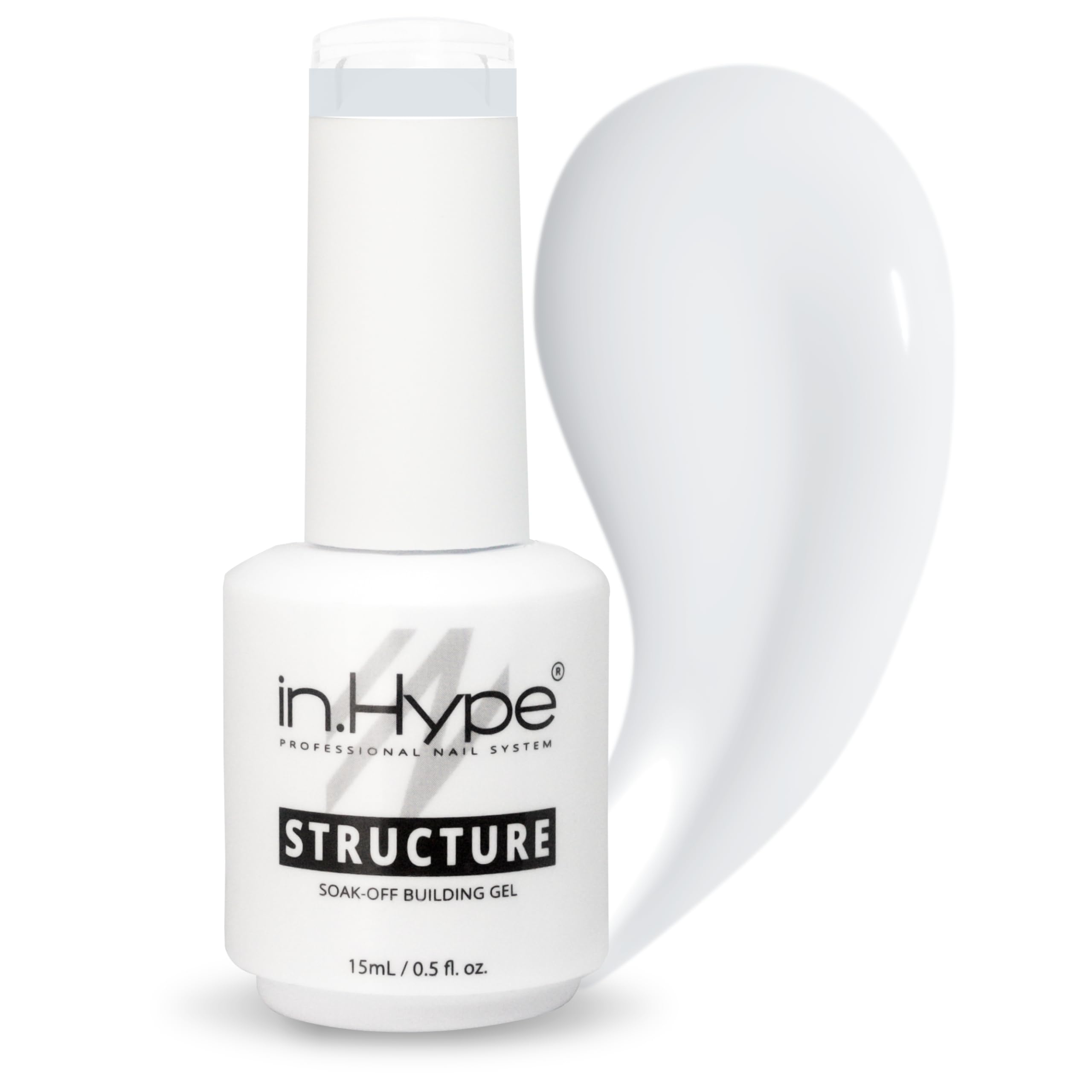 IN.HYPE Structure/Liquid Builder Gel in a Bottle (BIAB) - Extra White Hard Gel for Nail Enhancement, Overlays & Strengthening - Perfect for Salon Professionals & DIY Nail Art at Home