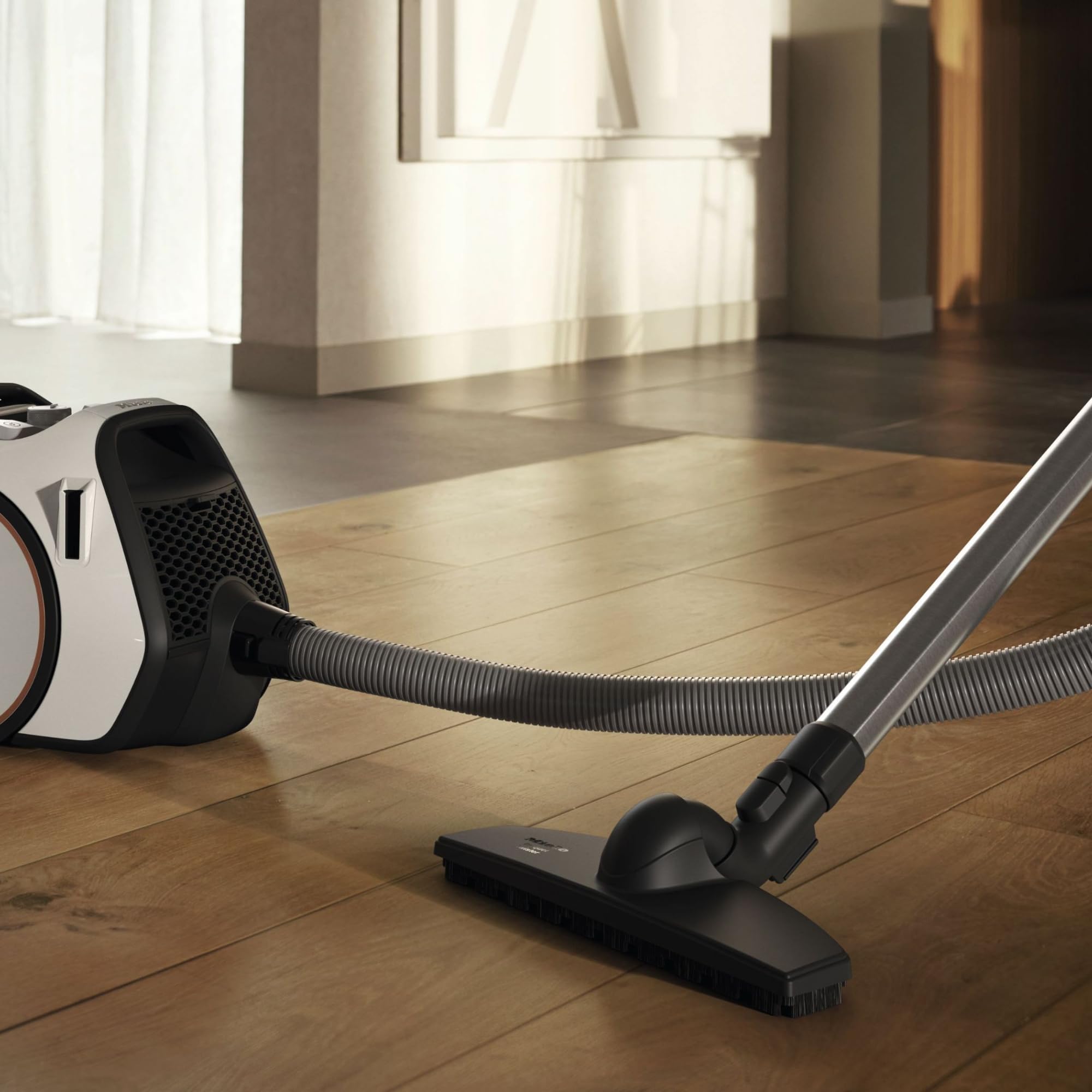 Miele Boost CX1 Parquet Bagless Canister Vacuum Cleaner for Hardwood Floors - Powerful Suction, Lightweight & Quiet, White/Rose - Perfect for Home, Office & Pet Hair Cleaning