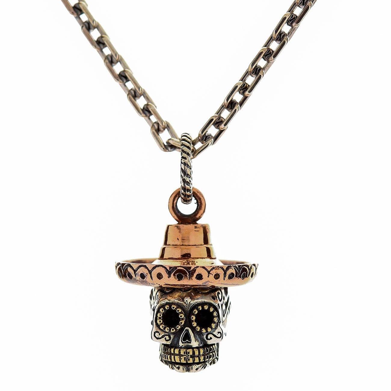 Mexican Sugar Skull Cowboy Sterling Silver Pendant - Unique Day of the Dead Jewelry for Men & Women - Perfect for Halloween, Dia de los Muertos & Western Fashion