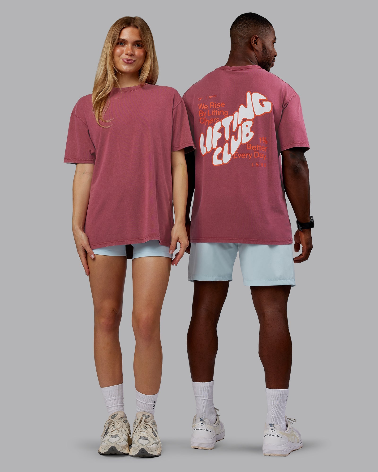 Rise & Lift Washed FLXCotton Oversized Tee in Plum Berry & Ultra Orange | Soft & Comfortable Oversized T-Shirt for Women | Perfect for Casual Wear, Lounge & Street Style