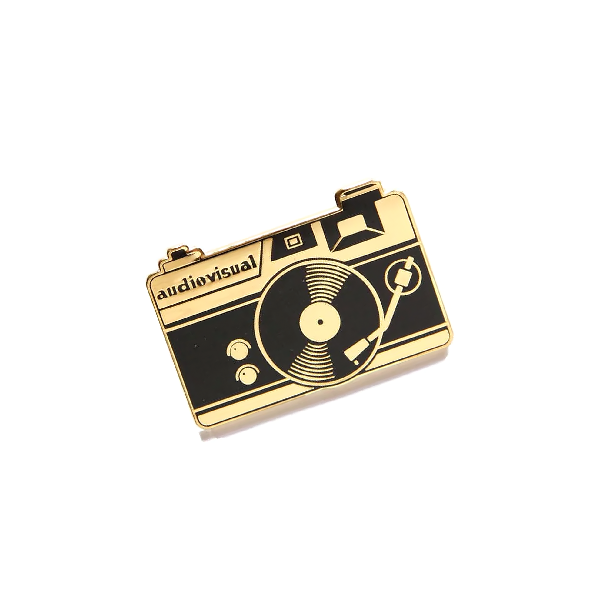 Vintage Audiovisual Gold Hour Enamel Pin - Retro Film Camera & Clock Design Lapel Pin for Photographers, Film Lovers - Perfect for Jackets, Backpacks, Hats & Gifts