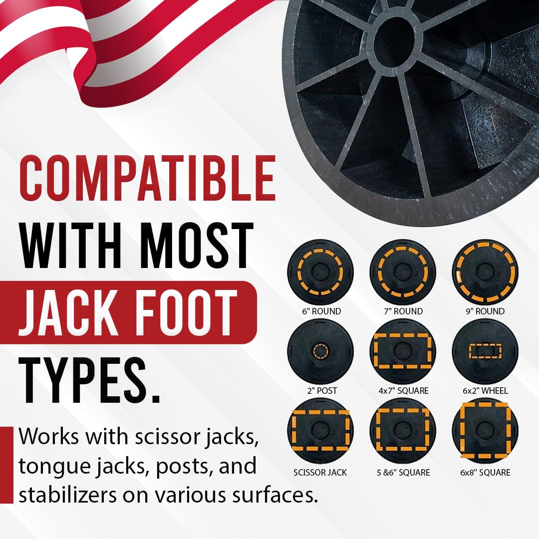 Heavy-Duty RV Leveling Blocks - 4 Pack USA-Made Camper Stabilizer Jack Pads | UV-Resistant Recycled Plastic | Perfect for RV, Camper, Motorhome & Trailer Leveling | Camping & Road Trip Essentials