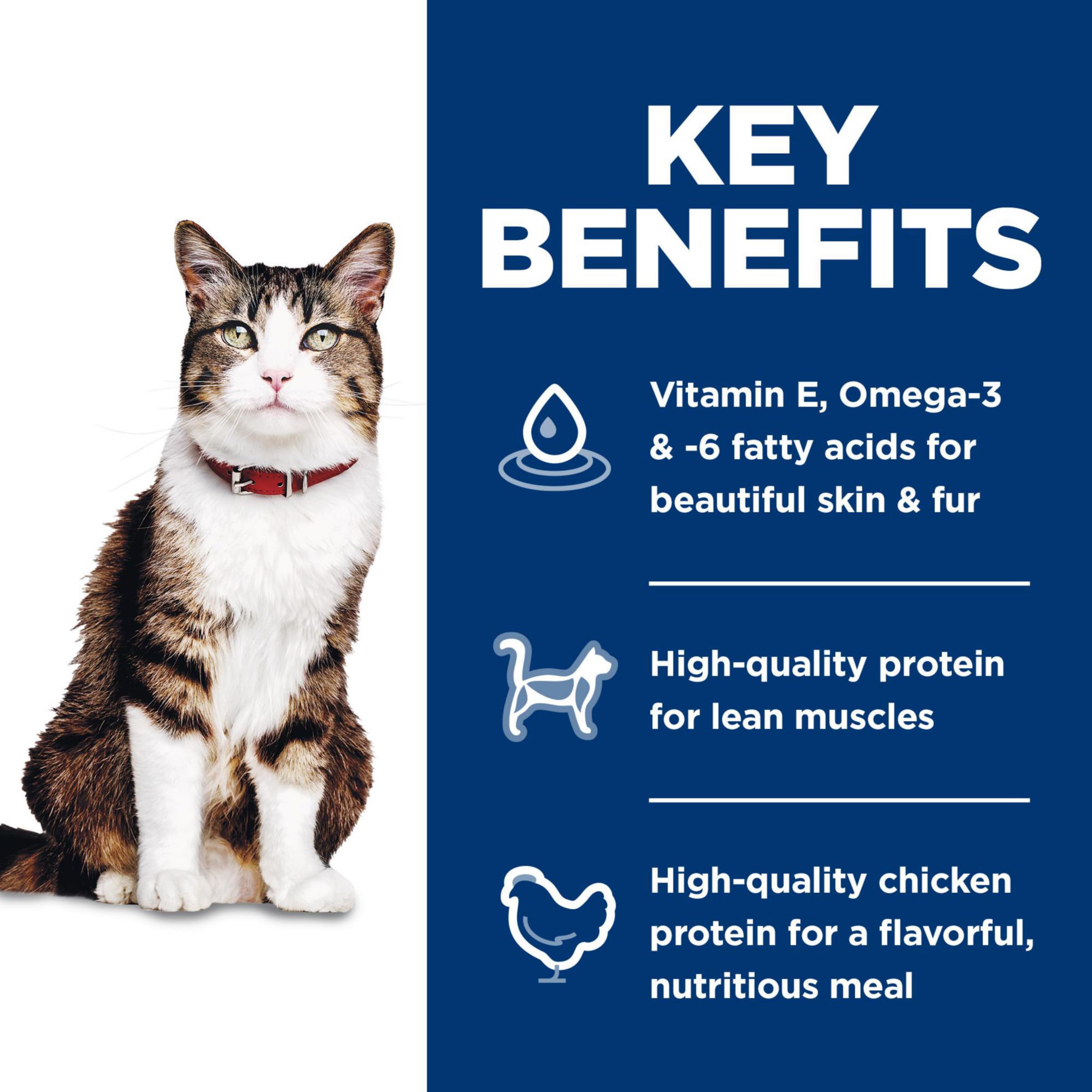 Hill's Science Diet Hairball Control Dry Cat Food for Adult Cats (1-6 Years) - Chicken Flavor, 7 lb Bag - Reduces Hairballs & Supports Digestive Health - Perfect for Indoor Cats with Hairball Issues