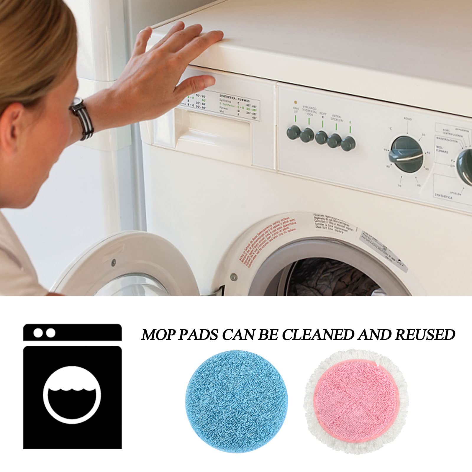 BeiLan Electric Spin Mop Replacement Pads - 6 Pack Microfiber Cleaning Pads for Floor Mops (7.28 Inch) - Perfect for Hardwood, Tile & Laminate Floors - Ideal for Kitchen, Bathroom & Living Room Cleaning