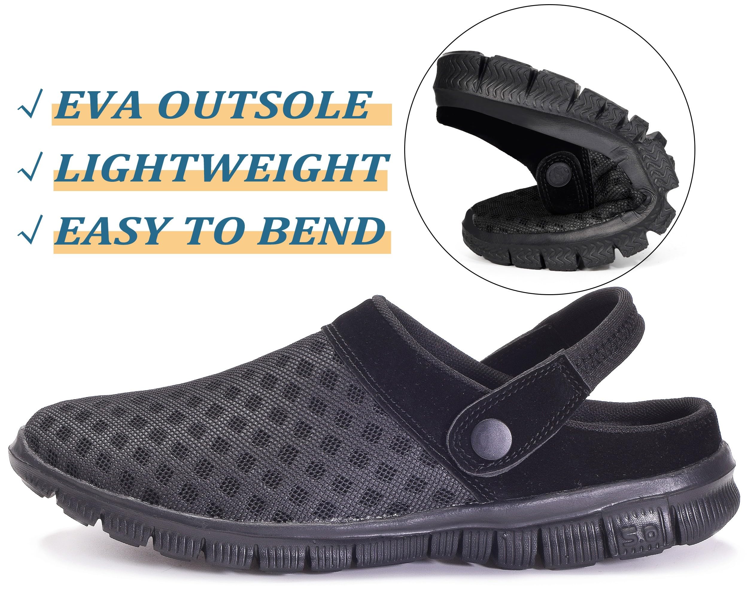 HSYOOES Unisex Breathable Mesh Garden Clogs - Non-Slip Summer Mules for Men & Women | Perfect for Outdoor, Beach, and Backyard Use