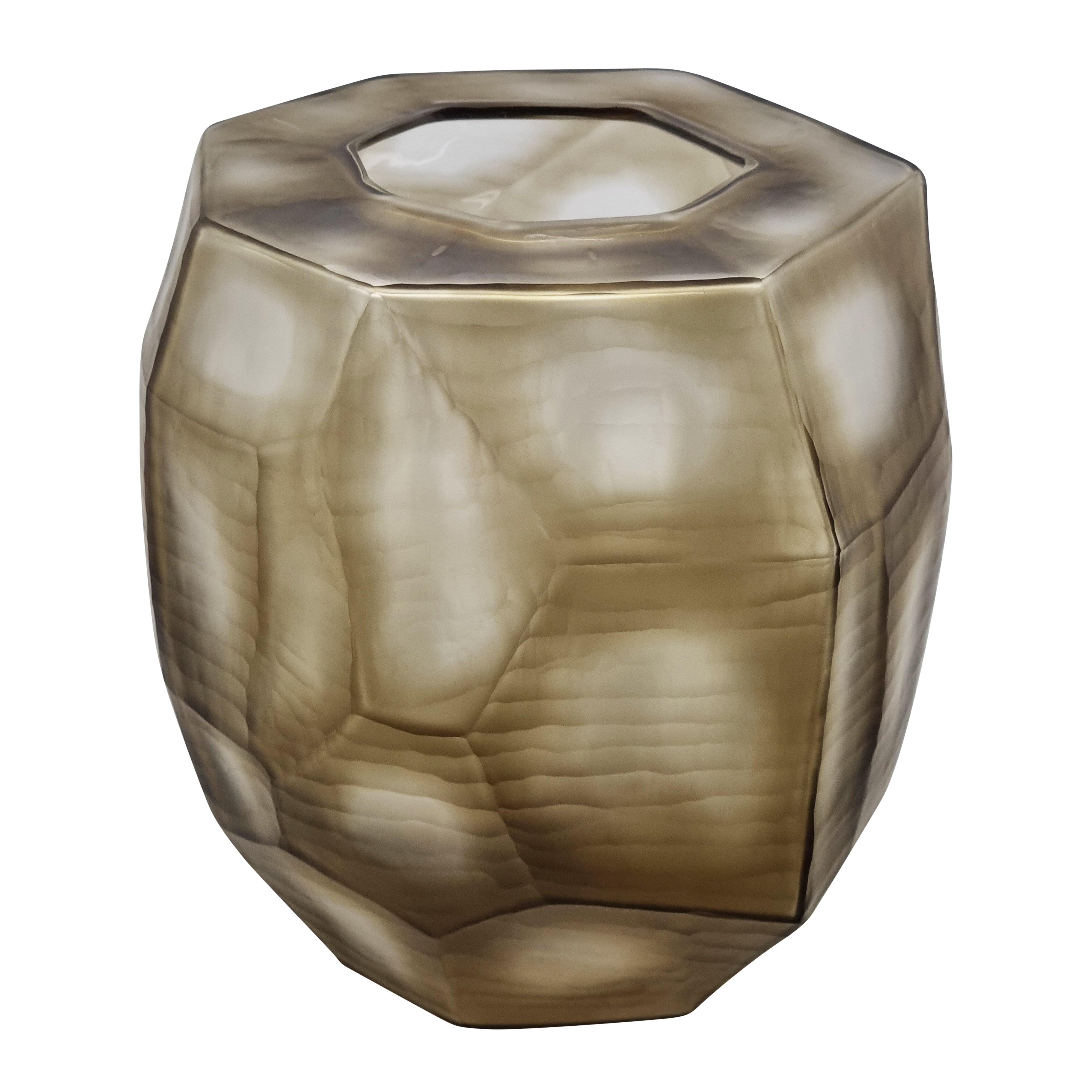 Sebastian Wide Glass Vase 28x30cm Smoke Grey - Elegant Home Decor for Centerpieces, Wedding Decorations & Modern Interior Design